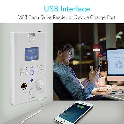 Pyle inWall Bluetooth Stereo Amplifier Audio Control Wall Plate