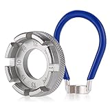 PAGOW Bicycle Spoke Wrench - 6 in 1 Bike Wheel Spokes Rim Tool with Blue Pocket Gauge
