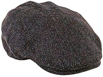 Heather Hats Harris Tweed Highland Flat Cap MED BROWN BARLEYCORN