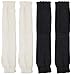 Chalier 2 Pairs Womens Winter Warm Knitted Leg Warmers Crochet Long Socks A- 2 Pairs(black+beige) One Size Fits Most