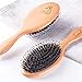 Hair Brush, Boar Bristle Hair Brush with Detangling Pins for Thick, Curly Dry or Wet Hair, Best Paddle Hair Brushes for Women Men Reach and Massage Scalp, Adding Shine, Brush Cleaner, Comb Included