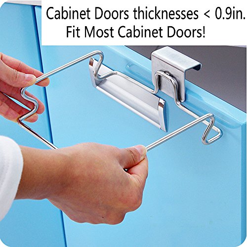 Large Stainless Steel Trash Bag Holder for Kitchen Cabinets Doors and Cupboards, Stainless Steel - Thumbnail 3