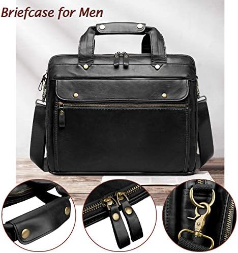 Leather Briefcase for Men Laptop Bag 15.6 Inch Large Waterproof Retro Business Travel Messenger Bag,Perfect Gifts For Husband/Christmas Gifts for Men (Black) 6 Leather Briefcase for Men Laptop Bag 15.6 Inch Large Waterproof Retro Business Travel Messenger Bag,Perfect Gifts For Husband/Christmas Gifts for Men (Black)