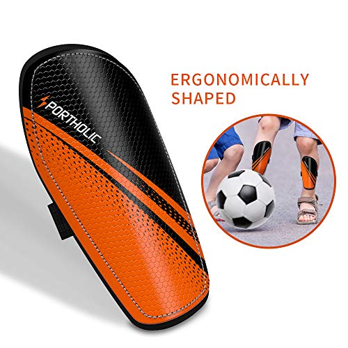 PORTHOLIC Youth Soccer Shin Guards, [2 Pair] Kids Soccer Shin Protective Pads Board Comfortable Lightweight and Breathable for 3-7 Years Old Boys Girls Children Toddler （S） - Thumbnail 2