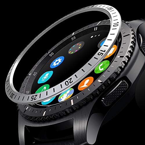 [2 Pack] JZK Samsung Galaxy Watch 46mm/Gear S3 Frontier & Classic Bezel Ring Styling,Adhesive Cover Anti Scratch & Collision Bezel Loop+Protector Case for Galaxy Watch 46mm Smartwatch Accessories