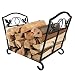 Fireplace Log Holder Wrought Iron Indoor Fire Wood Stove Stacking Rack Logs Bin Firewood Storage Carrier for Outdoor Fireplace Pit Decorative Wood Holders Fire Place Tools Accessories Black Amagabeli primary