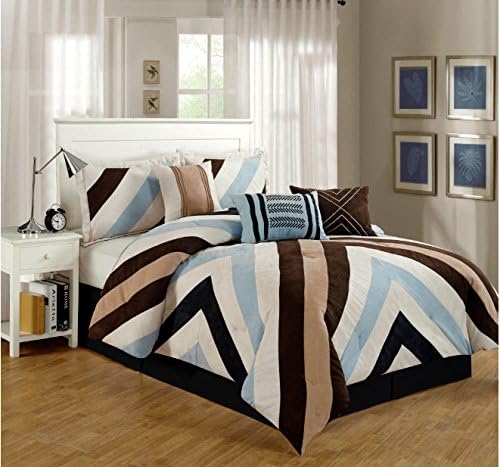 Amazon Com Grand Linen 7 Pieces Luxury Micro Suede Chevron Design