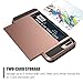 Anuck Case for iPhone 7 Plus Case, for iPhone 8 Plus Case, Shockproof Wallet Case [Card Pocket][Slide Cover] Anti-Scratch Protective Shell Armor Rubber Bumper Case with Card Slot Holder - Rose Gold