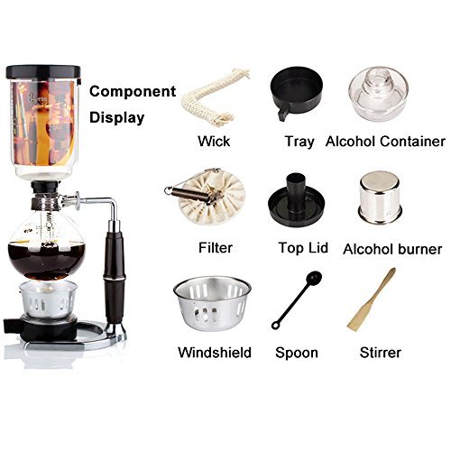 Syphon Coffee Maker Japanese Style Vacuum Glass Siphon Pot Percolators 1-3 Cups Siphon Coffee Maker (Syphon) (Coffee Maker)(Hand-grinding coffee beans machiner)