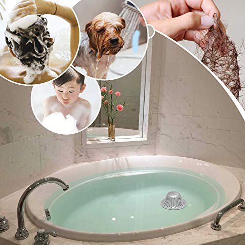 LEKEYE Bathroom Shower Drain Hair Catcher/Stainless Steel Drain Protector/Hair Trap, Strainer, Cover, Filter, Bath Accessories/Tall Dome Shape/Good Grip/for Pop-up & Regular Flat Drains-Silver