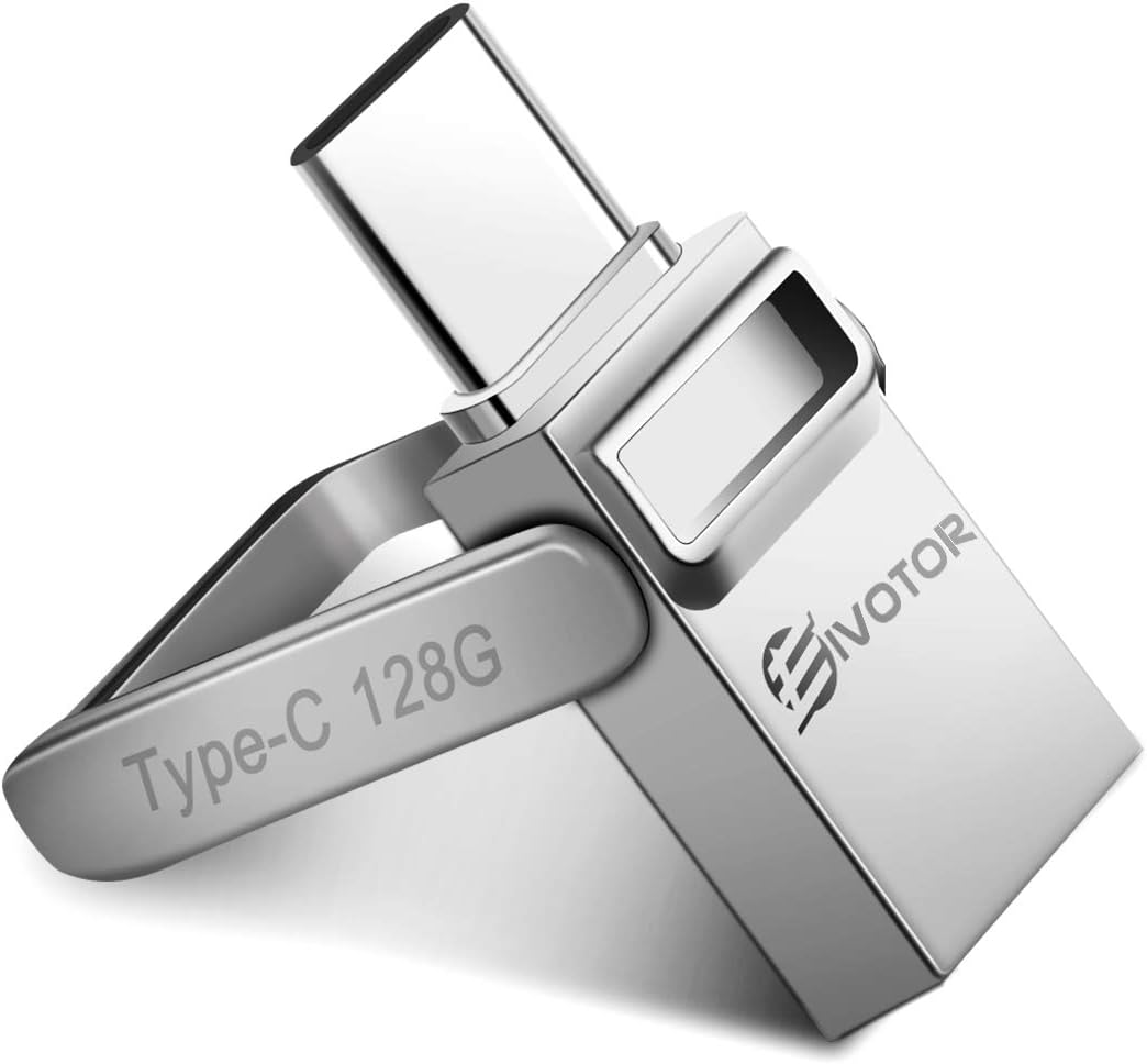 USB C Flash Drive, EIVOTOR Memory Stick 128GB OTG USB 3.0+Type C Waterproof Thumb Drive, Dual Drive USB Stick with Keychain Metal for Android Smartphone/New MacBook/Google's Chromebook Pixel