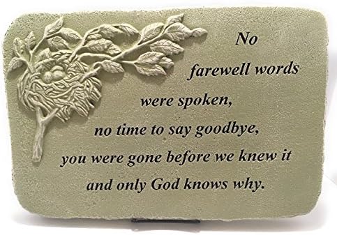 Kay Berry No Farewell Memorial Comfort Stone with Bird's nest. 10x15 English Ivy;With Stand