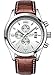 CIVO Mens Watch White Decorative Dial Luxury Brown Leather Band Waterproof Simple Wrist Watch Business Casual