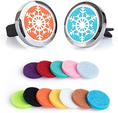 BRIGHTSHOW [2 Pack] Aromatherapy Essential Oil Diffuser Necklace-Stainless Steel Tree of Life Locket Pendant,10 Refill Pads (Car Diffuser)