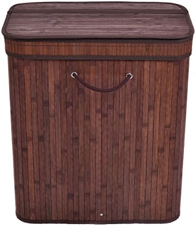 New Brown Large Sturdy and Firm Bamboo Hamper Laundry Basket Washing Cloth Storage Bin Bag Lid
