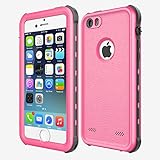 iPhone SE/5/5S Waterproof Case, iThrough Waterproof Dust Proof Snow Proof Shock Proof Phone Case, IP68 Underwater Heavy Duty Protective Carrying Case Cover with Touch ID for iPhone 5S 5 SE (Pink)