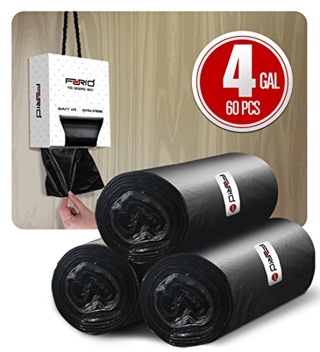 4 Gallon Trash Bags, small garbage bags bin liners for small waste bin cleaningÂ petâ€™sÂ litterÂ andÂ babyÂ diapers fit 2.8-3.5 gal trash bin(4GAL,black)