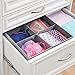 mDesign Soft Fabric Dresser Drawer and Closet Storage Organizer Bin Boxes for Lingerie, Bras, Socks, Leggings, Underwear, Jewelry, Scarves - Textured Print, Set of 3 - Gray
