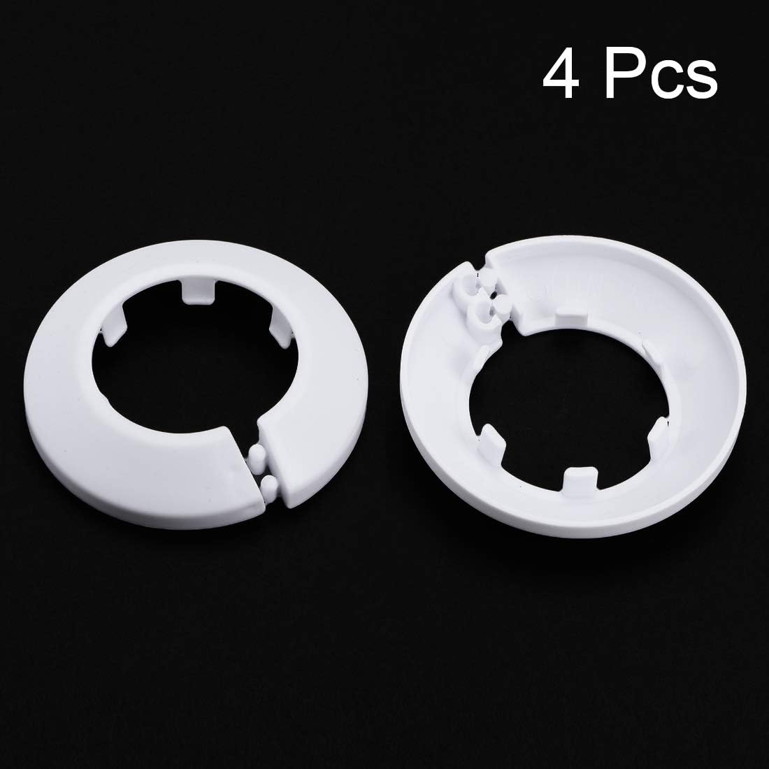 sourcing map 34-35mm Pipe Cover Decoration PP Plastic Water Pipe Escutcheon White 4pcs, 35 mm - Image 3
