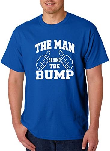 Raw Garments The Man Behind The Bump Proud Father Gift T-shirt (X-Large, Royal Blue)