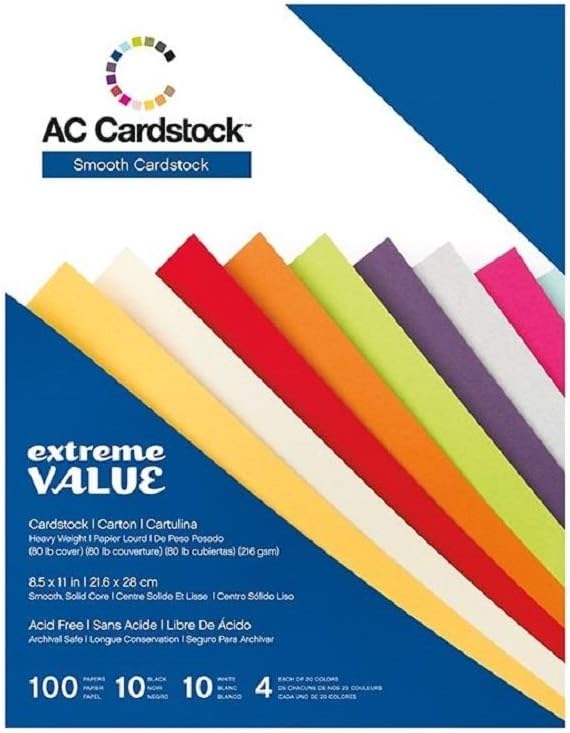 AC Cardstock Multicolor Extreme Value Pack, 80 lb Card