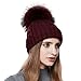 Winter Beanie Hats for Women Real Fur Pom Pom Slouchy Beanies Bobble Ski Cap