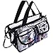 Clear Makeup Organizer Cosmetic Bag 10 inch x 7 inch x 4 inch, Sturdy Zipper and 4 External Pockets with Adjustable Strap