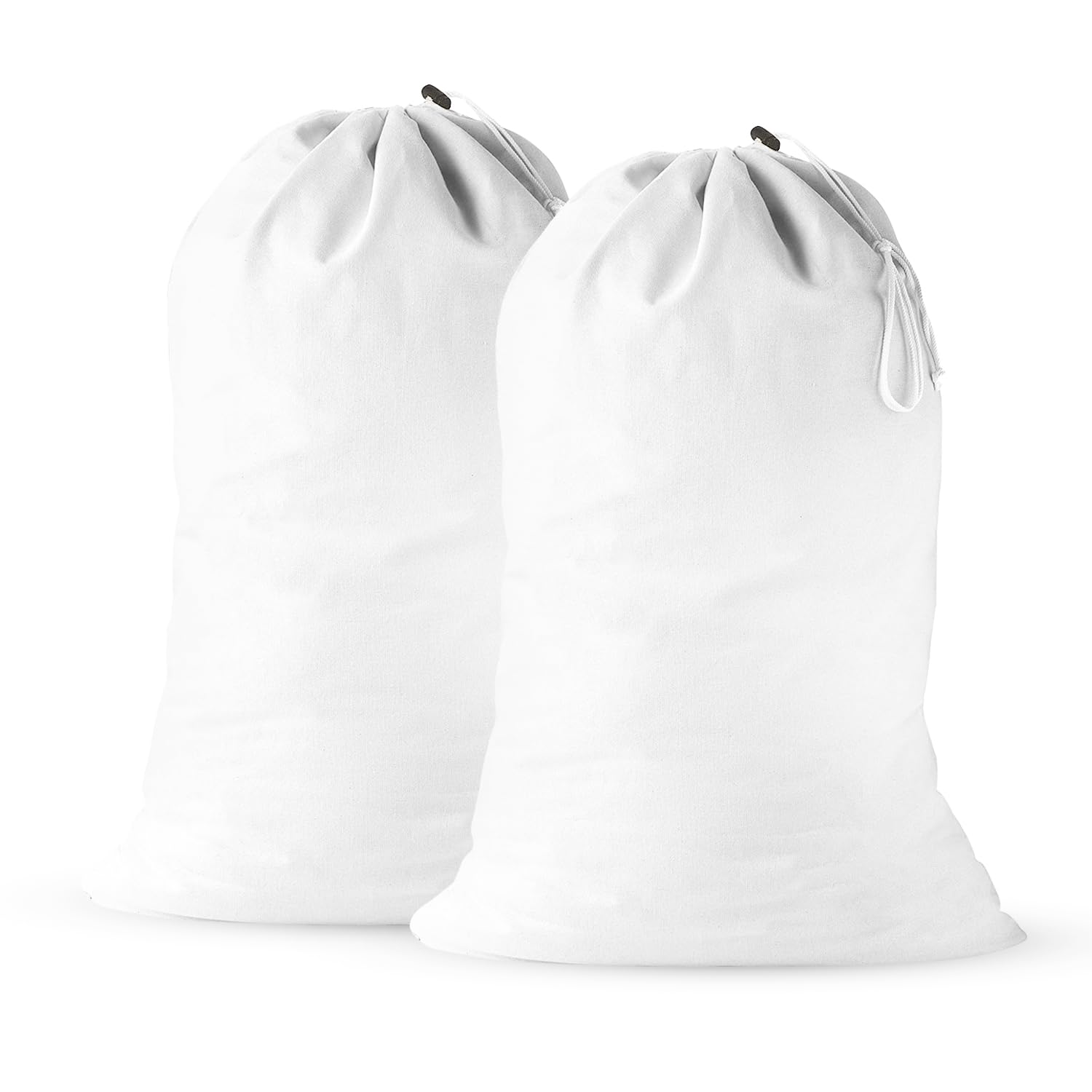 Photo 1 of 2 Pack - Extra Large Cotton Laundry Bag, Heavy Duty Large Laundry Bags 24 x 36 inch XL Drawstring Travel Organizer Bag Fit Hamper Basket Camp (WHITE, Pack of 2)