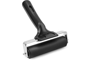 UCEC Rubber Brayer Roller for Printmaking – Durable Rubber Roller for Ink, Paint, Brayer Rollers for Crafting, Great for Gluing Application, Diamond Painting, Block Printing – 1 Pack (4 Inch) (Black)