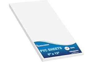 Mega Format Expanded PVC Plastic Sheets - 6" X 12" Rigid White Sheet for Crafts, Signage, & Displays - Sintra, Celtec PVC Board - Waterproof for Outdoors Use - 1/2" 12mm Thick - 1-Pk-White