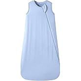 Mosebears Unisex Baby Sleep Sack 1.0 TOG, Supersoft Rayon Made from Bamboo Wearable Blanket with 2-Way Zipper (Fog Blue,0-6 Months)