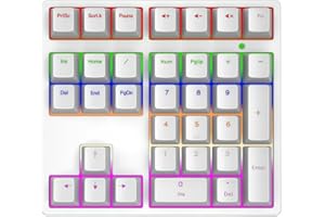 PUSOKEI Mechanical Number Pad, USB Wired Numeric Keypad with RGB Backlit, 34 Keys Hotswap Blue Switch, Ergonomic Numpad for O