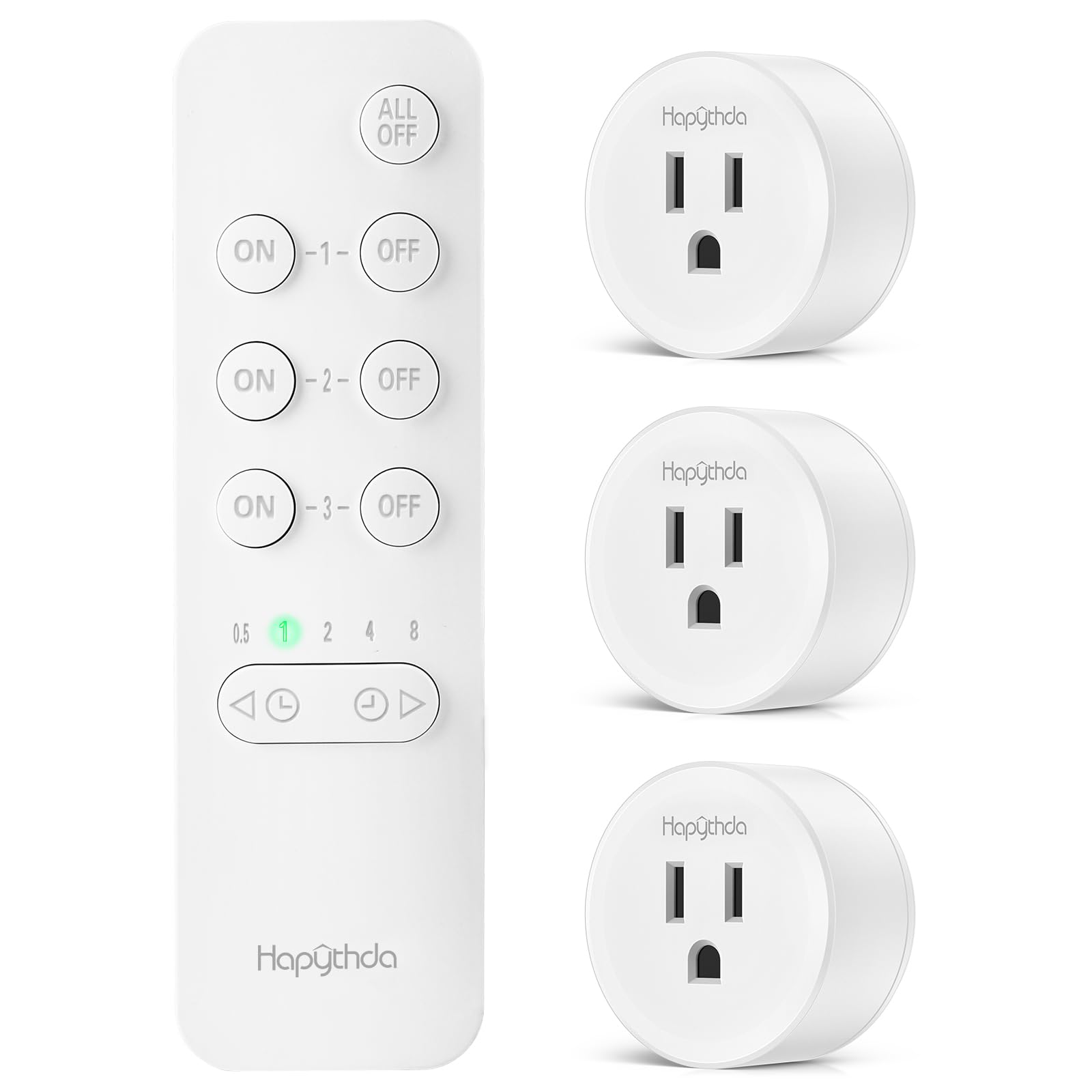 Photo 1 of HAPYTHDA Remote Control Outlet Plug with Countdown Function, 15A/1500W, 500 Feet RF Range Wireless Light Switch, No Wiring Needed Remote Outlet for Small Electrical Appliance,3 Outlets & 1 Remote