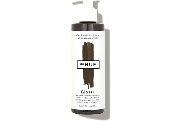 dpHUE Gloss+, Cool Medium Brown - Boosts Fading & Faded Hair Colour - 8-12 Applications per Bottle - Lasts Up to 8 Washes