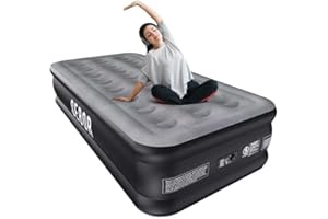 Sebor Twin Air Bed with Built-in Pump, 18" Durable Self-Inflating Air Mattress with High-Speed Air Pump, Comfortable Blow Up Mattress, Inflatable Bed for Guests, Camping, Travel