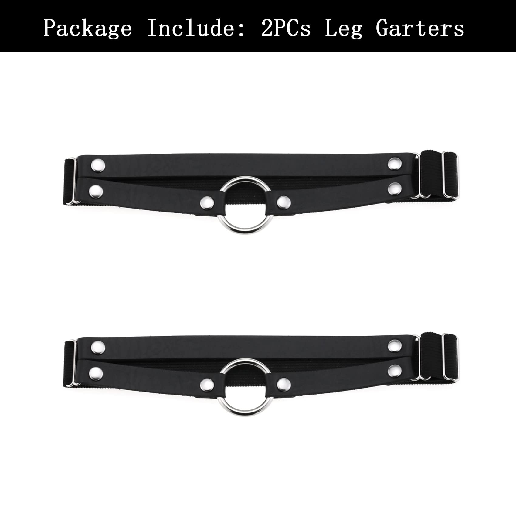 alisikee Adjustable O-ring Leg Garter, Elastic Thigh Garters Belt for Women, 1 Pair