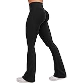 VOYJOY Women Mini Flared Leggings Hidden Scrunch Gym Pants Impact Seamless Workout Butt Lift Compression Flare Bootcut