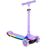 Hover-1 Chroma Folding Kick Scooter for Kids with Multicolor Wheel Lights, 3&rdquo; Front Wheels, Rear Foot Brake, and 110 LB Weight Capacity
