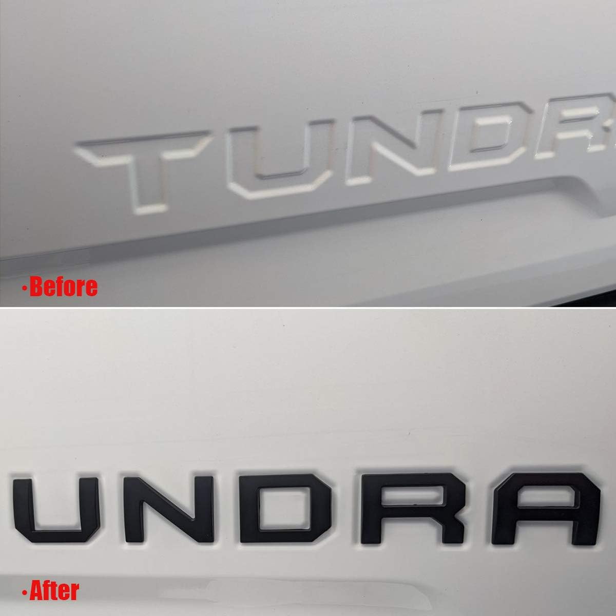 Advanced Trims Matte Black Raised Tailgate Letters For Toyota Tundra 2014-2021 – ABS Plastic Inserts