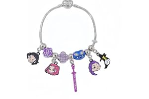 YTCXMVEW DIY KPop Demon Hunters-Inspired Charm Bracelet-Witch Hunters Guild Bracelet – Featuring Rumi, Mira & Zoey with Enamel Sword and Cat Charms – Gothic Fantasy Snake Chain Alloy Bracelet for Fans & Collectors