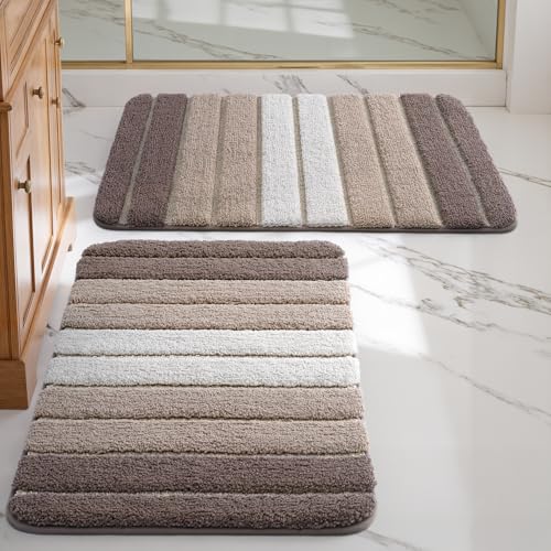 DEXI 2er Pack Badematte rutschfest 50 x 80 cm, Weich Badezimmerteppich Saugfähige Badteppich Waschbar Badvorleger für Badezimmer, Dusche, Badewannen,