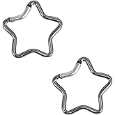 2Pcs Glossy Black Carabiner Clip Star Shaped Climbing Buckle Aluminum Alloy Heavy Duty Keyring Hook for Camping Fishing Hiking Traveling Spring Loaded Keychain Carabiners Accessories