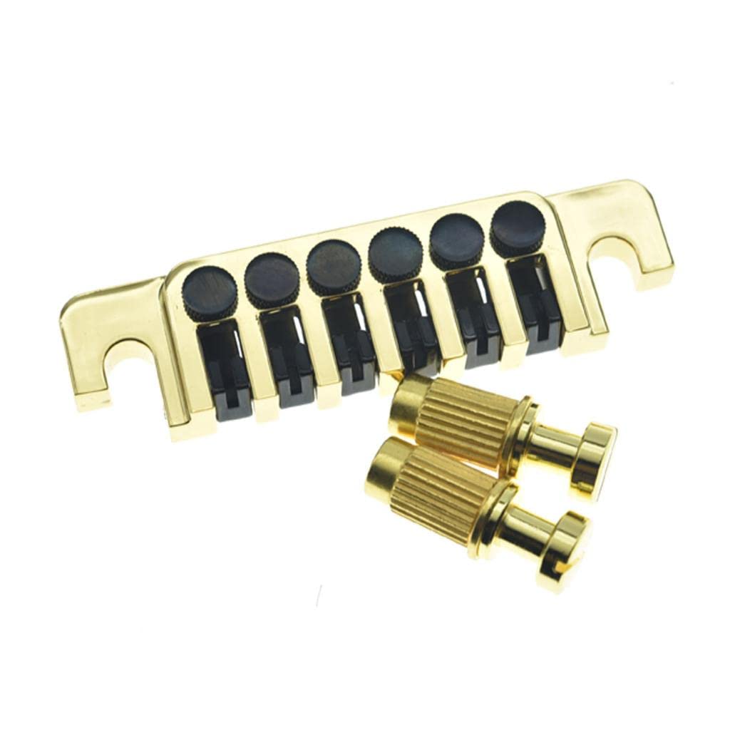 KAISH Electric Guitar TP-6 Style LP Bridge Stop Bar Vintage 70's Bridge Tailpiece with Fine Tuners/Studs for LP Les Paul/SG/ES Electric Guitars Gold