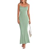 PRETTYGARDEN Women's 2026 Summer Maxi Dress Spaghetti Strap Mesh Slip Bodycon Dress Cowl Neck Cocktail Party Long Dresses