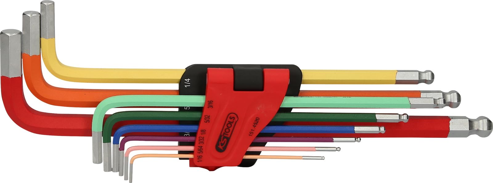 KS Tools 151.4520 Ball Ended Hexagon Key Wrench Set, Extra Long, 9 pcs., Imperial