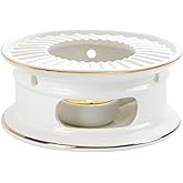 KAYCROWN Teapot Warmer, Ceramic Tea Warmer with Tealight Holder, Teapot Heater for Heating Coffee, Milk, Tea Light Heater, Ca
