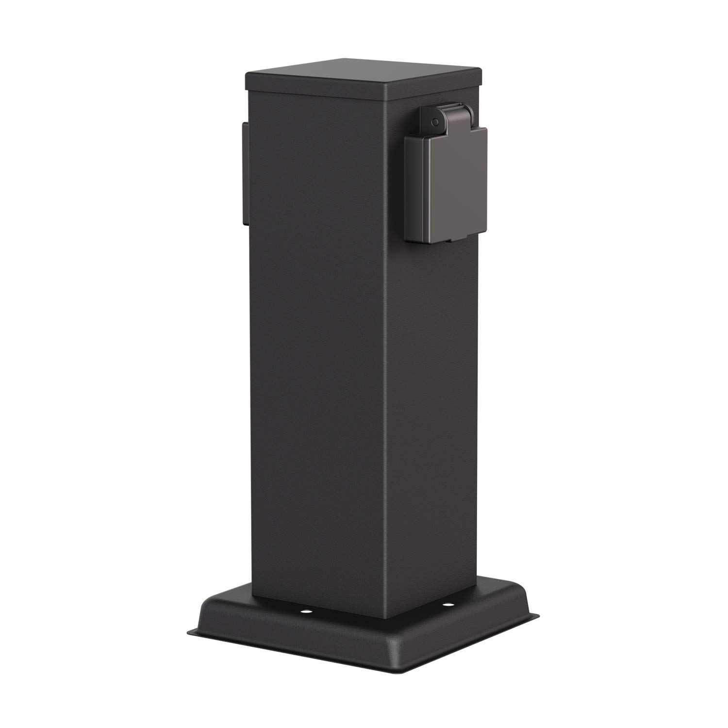 ledscom.de Garden Socket Column Polly for Outdoor use, IP44, 2-fold, Black, Angular, 27 cm