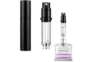 ANTOKX Travel Perfume Bottle Refillable Atomizer - 5ML Perfume Atomiser, Pocket Perfume Dispenser, Scent Pump Case, Leakproof Portable Perfume Sprayer for Women and Men (Black)