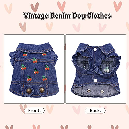 SILD Pet Clothes Dog Jeans Jacket Cool Blue Denim Coat Small Medium