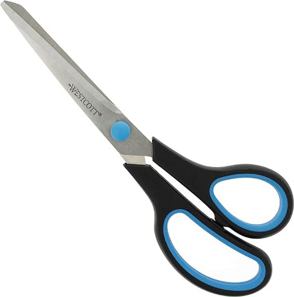 Westcott 8 inch Easy Grip Soft Grip Scissor - Black/Blue